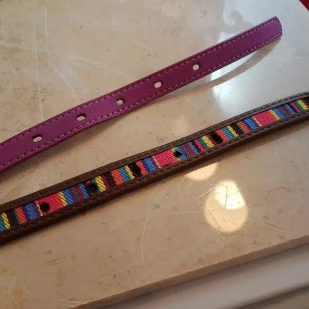 Target Two Pack Girls Medium Belts Rainbow and Fuchsia - New